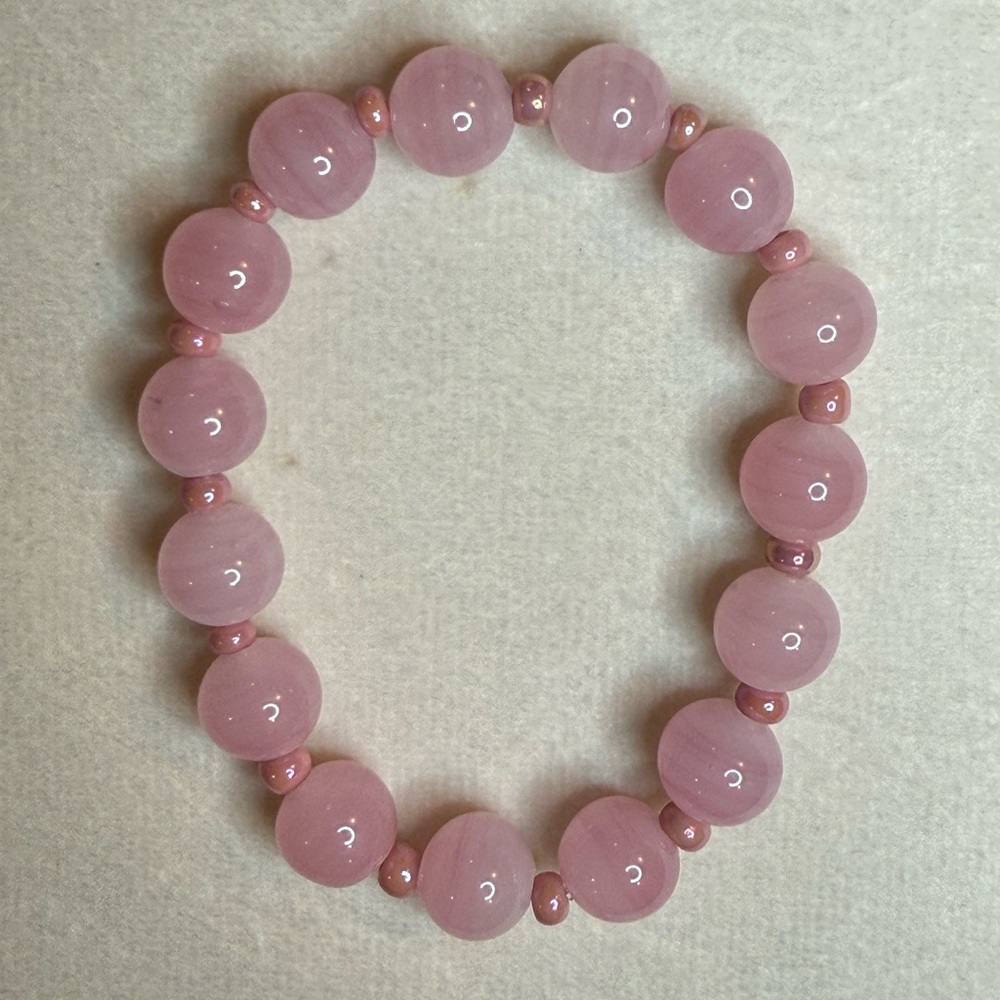 Vintage Cherry Blossom Glass Beaded Stretch Bracelet